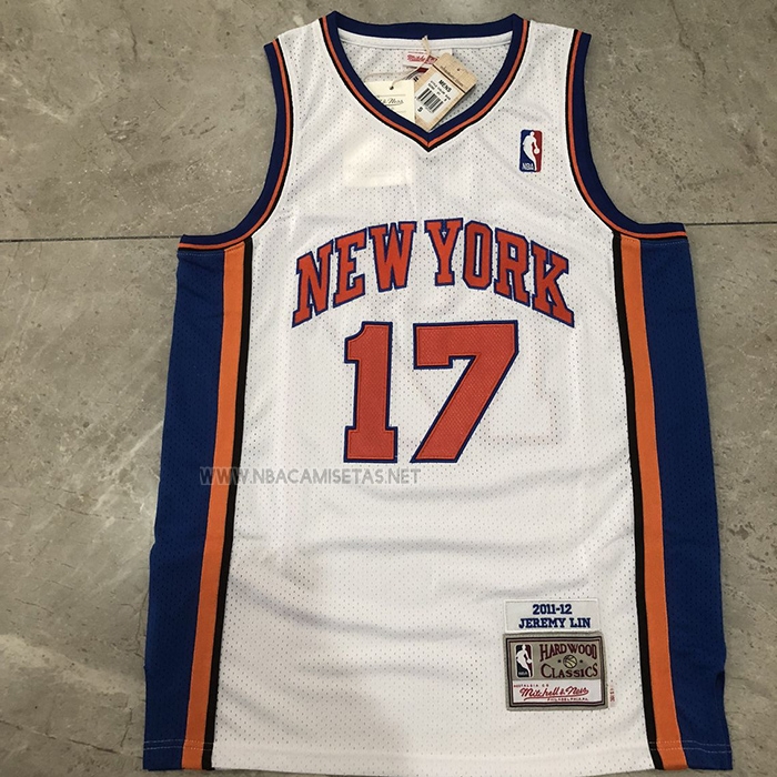 Camiseta New York Knicks Jeremy Lin NO 17 Mitchell & Ness 2011-12 Blanco